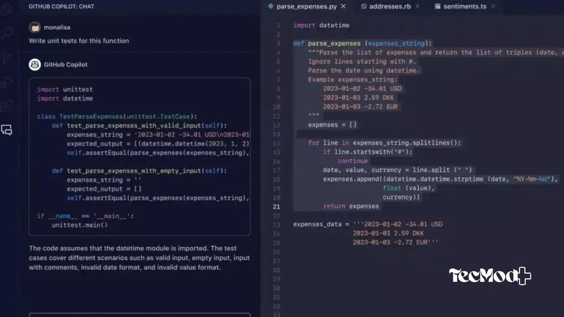Sugestões de código geradas por inteligência artificial em tempo real.