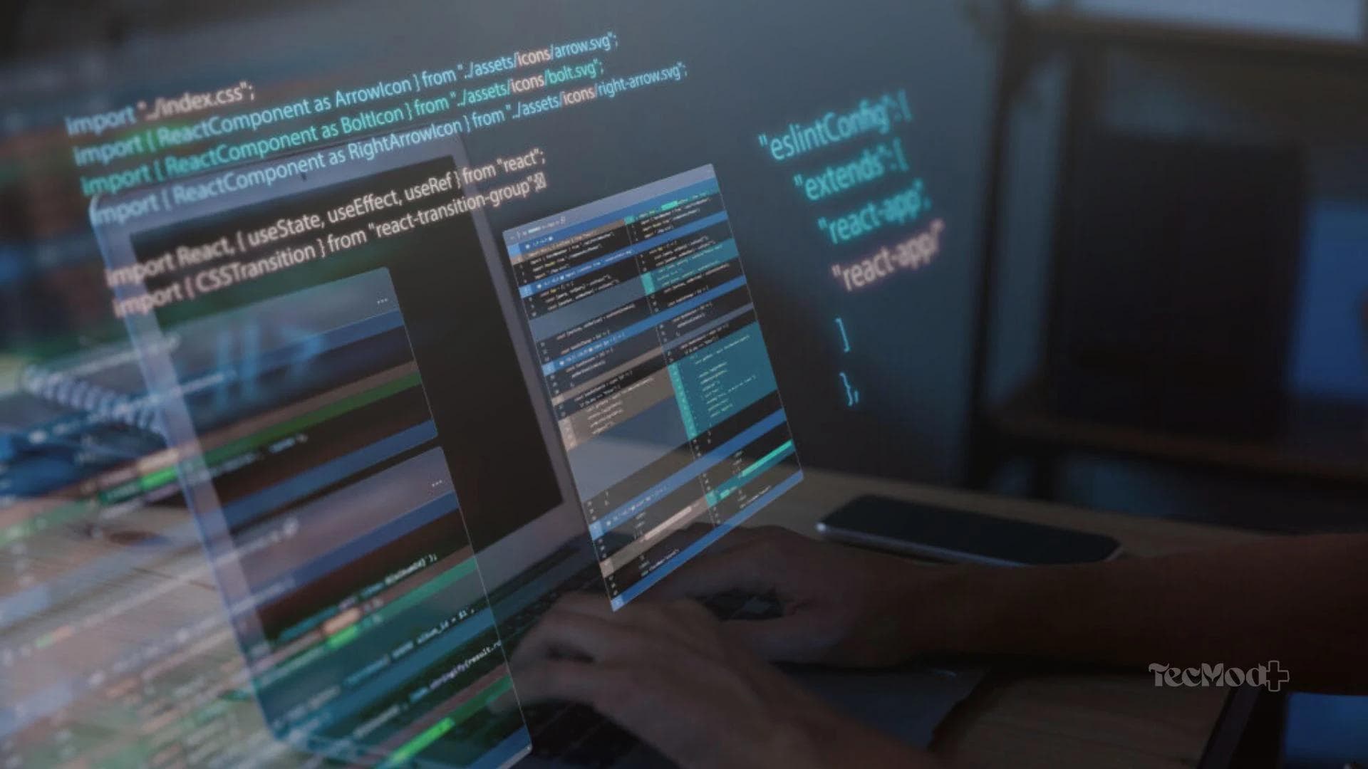 Programador revisando código com apoio de inteligência artificial.