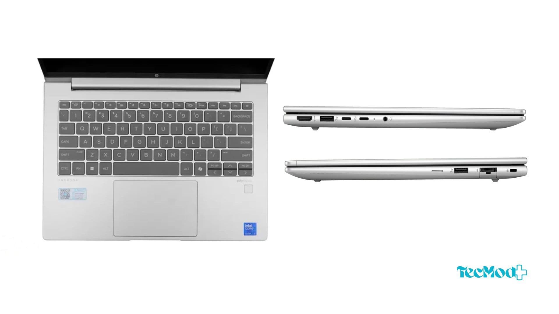 Laterais do HP ProBook 440 G11 com portas USB-C, HDMI e RJ-45