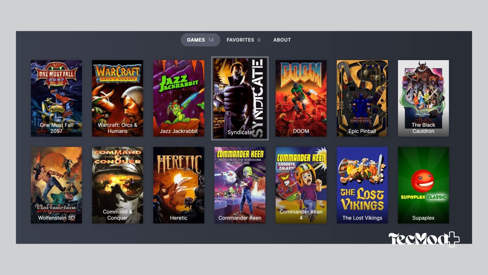 Plataforma DOS Zone com jogos clássicos disponíveis via browser.