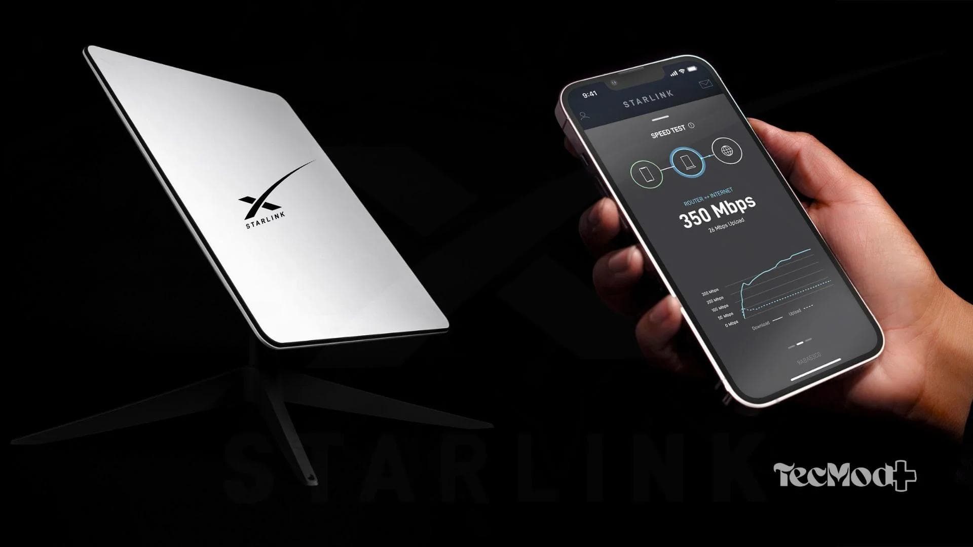 Internet da Starlink conectada ao celular mostrando a velocidade da sua conexão com Smartphone