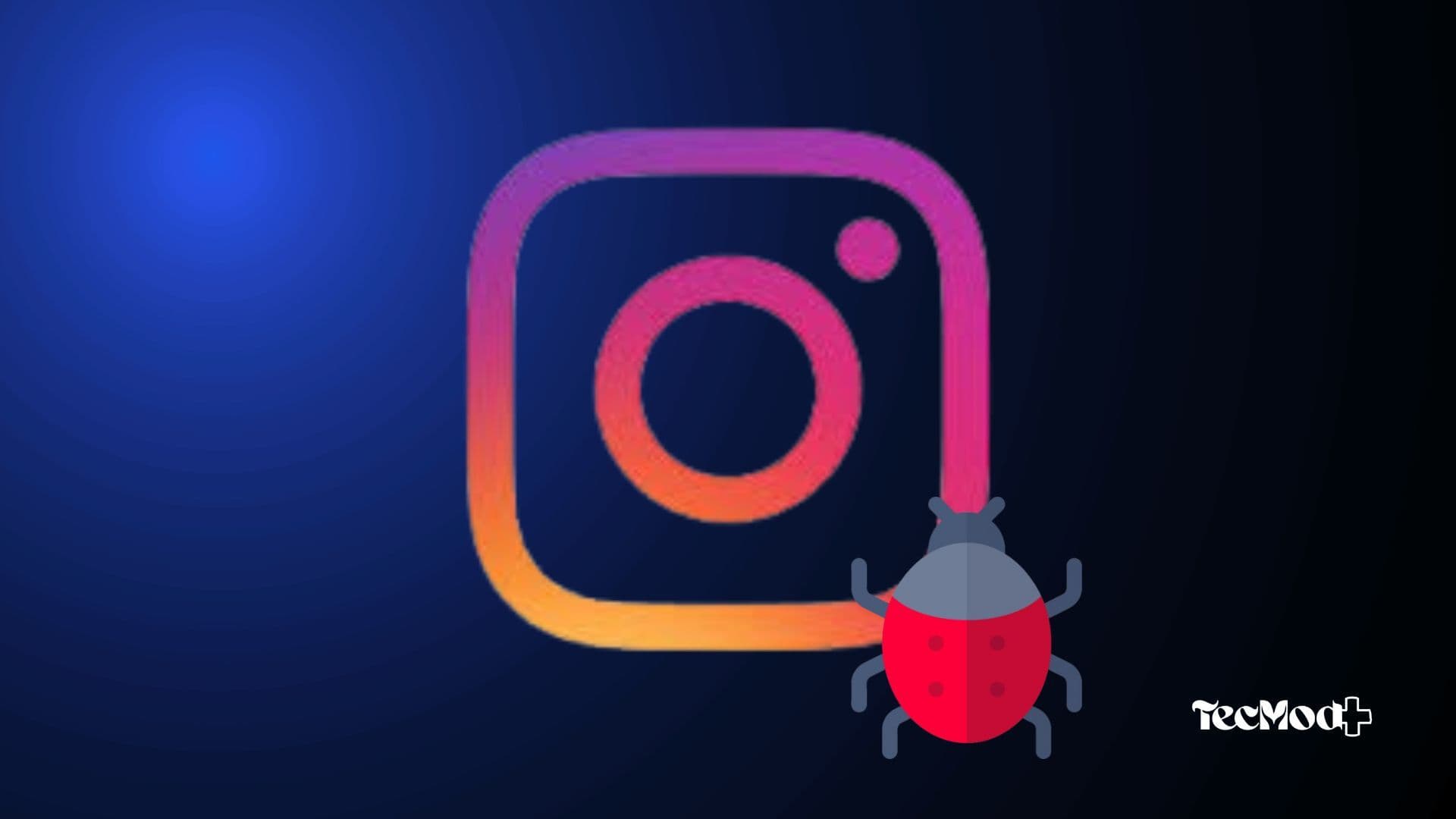 Ilustração representando falha técnica no aplicativo Instagram e usuário confuso.